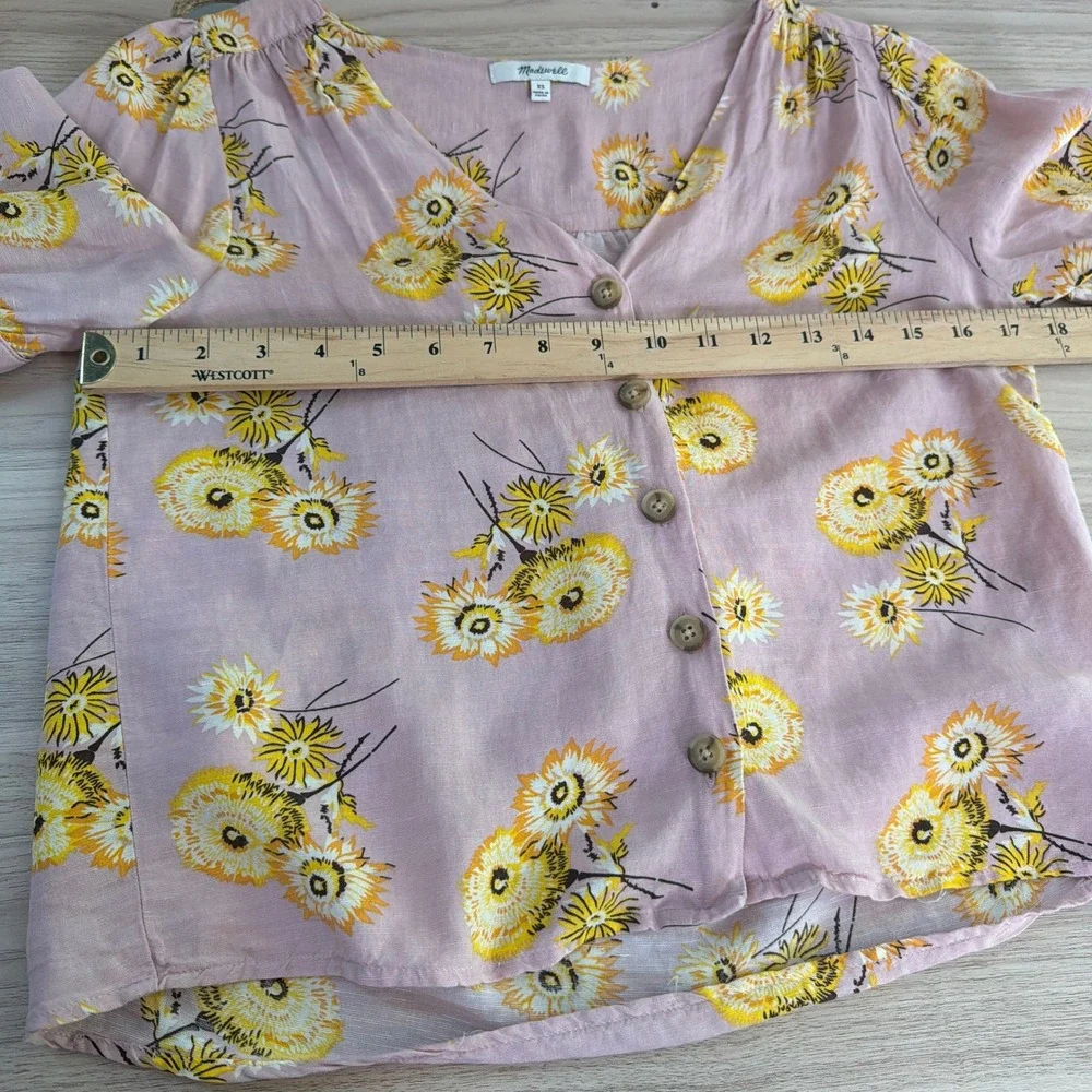 Madewell Dutch Dandelion Plaza Top Pink XS Excellent - Picture 5 of 8